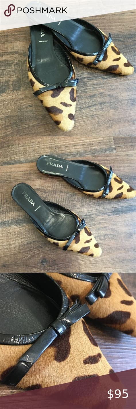 prada leopard flats|prada flat shoes with bow.